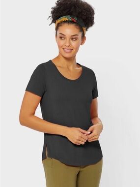 Duluth Trading Co Short-Sleeve Scoop Neck Top - Black